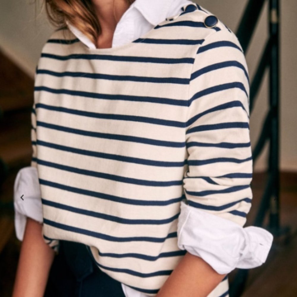 Sezane Colette Organic Cotton Striped Top